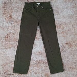 Good American Straight Leg Jeans Olive Green Womens 2/26